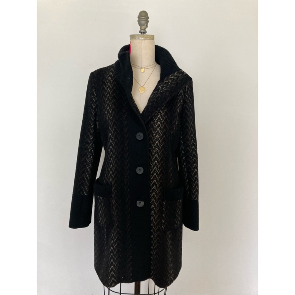 Via Spiga black printed coat